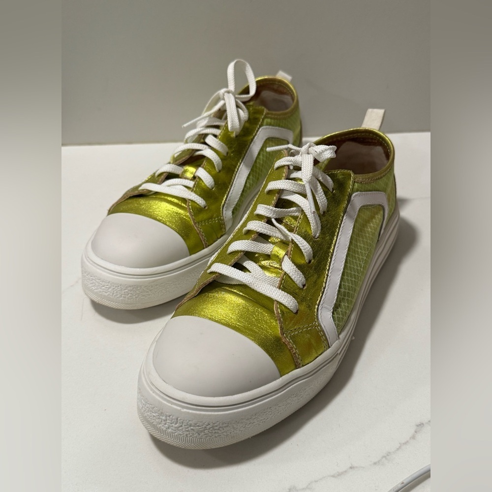 Anthropologie Vibrant Green and White Sneakers